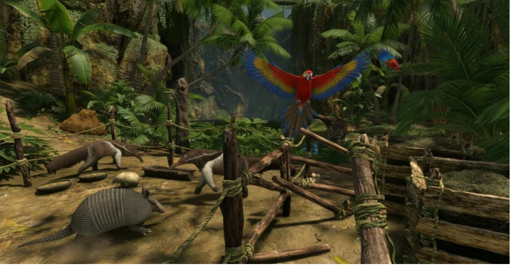Green Hell jungle scene with tropical wildlife and survival exploration