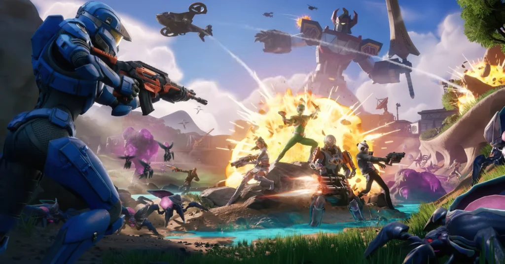 Fortnite Battle Royale gameplay showing cross-platform action