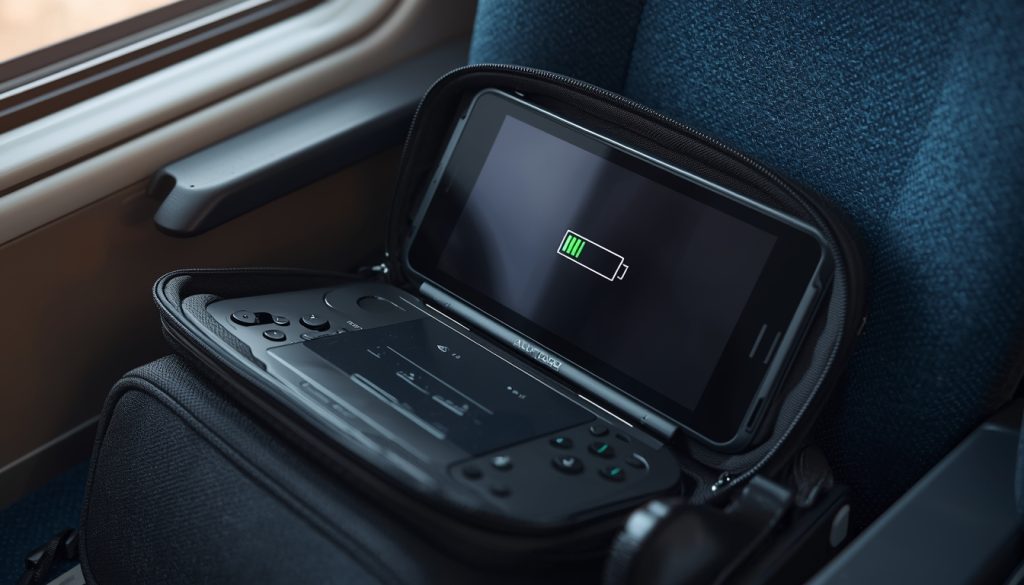 PC handheld in a travel bag during standby