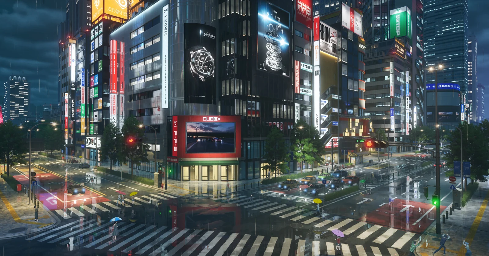 Neverness to Everness Hethereau city intersection at night