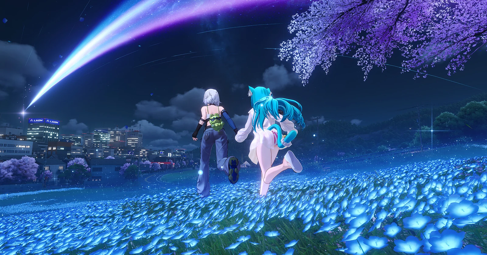 Neverness to Everness characters overlooking Hethereau during a calm beginner moment